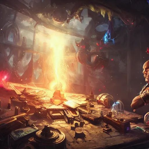 Image similar to bill cosby mixing potions, alchemist, league of legends amazing splashscreen artwork, gears of war, splash art, natural light, elegant, photorealistic facial features, intricate, fantasy, detailed face, atmospheric lighting, anamorphic lens flare, cinematic lighting, league of legends splash art, hd wallpaper, ultra high details by greg rutkowski