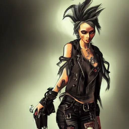 Prompt: concept art of a punk girl, digital painting, concept art, detailed, stunning, smooth