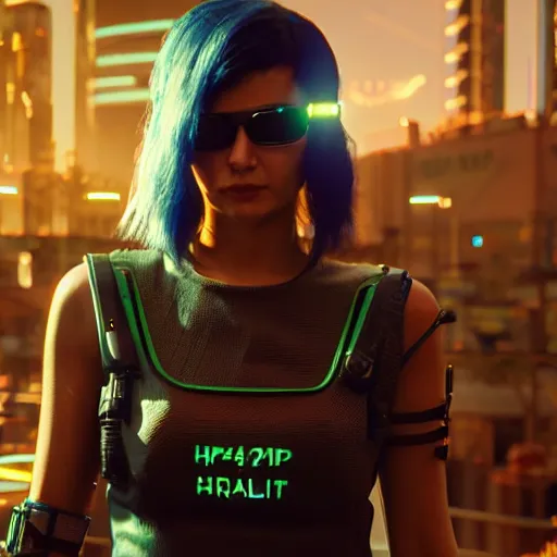 Prompt: a younger terri alden in cyberpunk 2 0 7 7, unreal engine 5 4 k, hyperdetailed photorealism