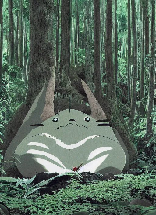 Prompt: totoro film still zaha hadid forests scene with a full still life seinen manga commercial photo of real - life origami plant, perfect eyes, cinestill, 8 k