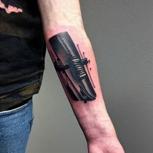 Image similar to tattoo of a small hatchet on the forearm