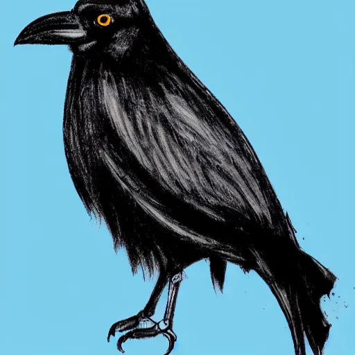 Prompt: stylized drawing of a crow on a blue gradient background, avatar