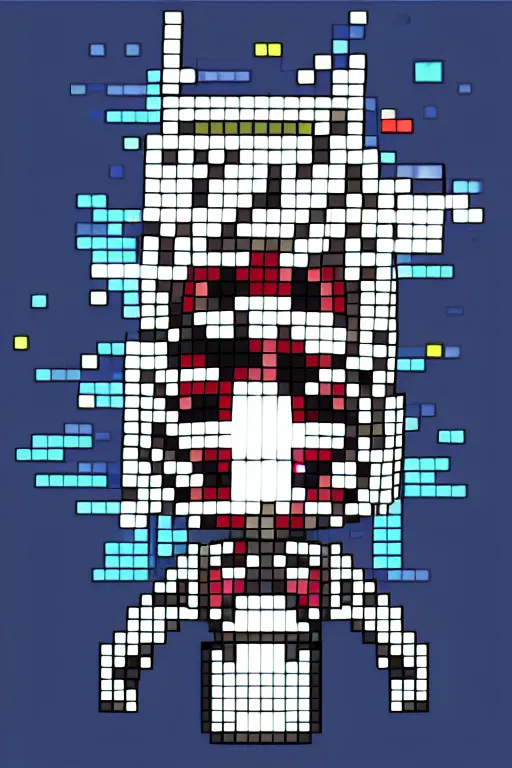 Prompt: a gorgeous anime robot, pixel style, 3 2 x 3 2, pixel game character