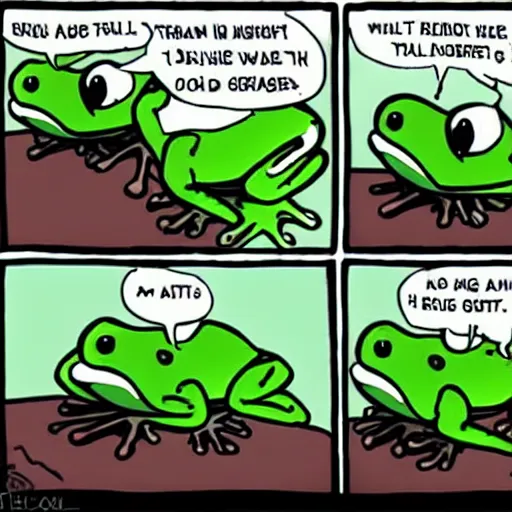 Prompt: cute frog by bill watterson, cartoon, cute