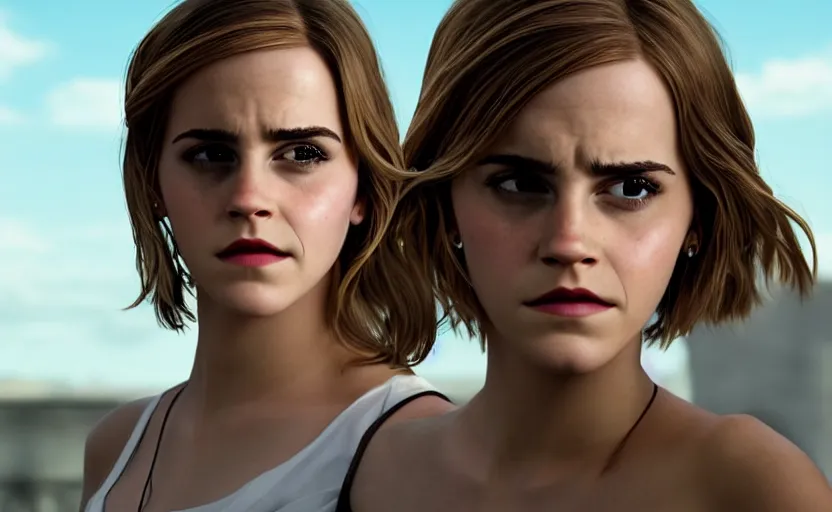 Image similar to unhappy emma watson starring in family guy serie, artstation hq, stylized, symmetry, modeled lighting, expressive, studio photo refined, highly detailed, hyper realistic, family guy artstyle