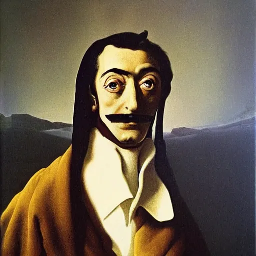 Image similar to portrait of Salvador Dali in the style of Joseph Wright of Derby