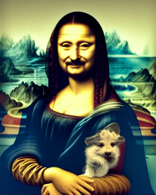 Prompt: paul chuckle as the mona lisa