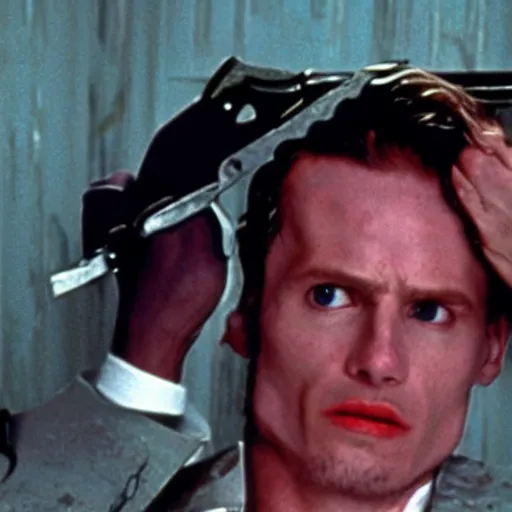 Image similar to Still of American Psycho with a chainsaw, in Eyes Wide Shut (1999)