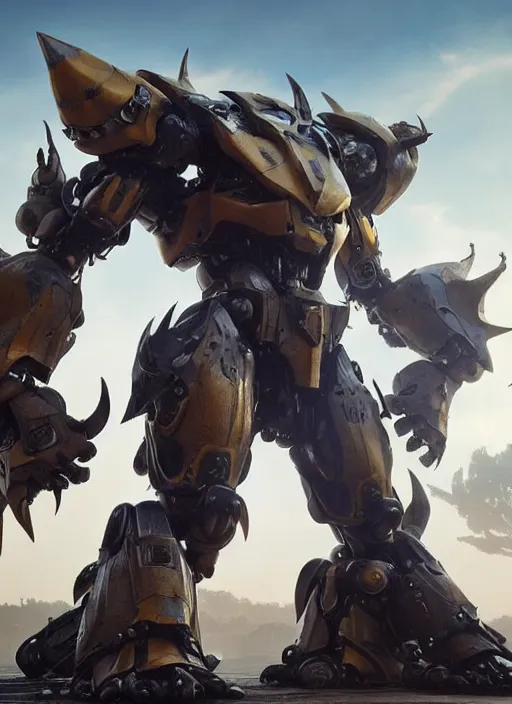 Image similar to unreal engine, octane render, 8 k, wargreymon from digimon resembling mecha, techno mystic, by greg rutkowski,, maxim verehin, greg rutkowski, masterpiece, sharp focus, 3 d rendering. unreal engine. amazing likeness. very detailed.