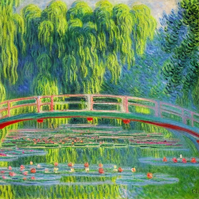 Image similar to a beautiful painting summer palace garden and lotus pond in beijing, by claude monet realistic oil painting