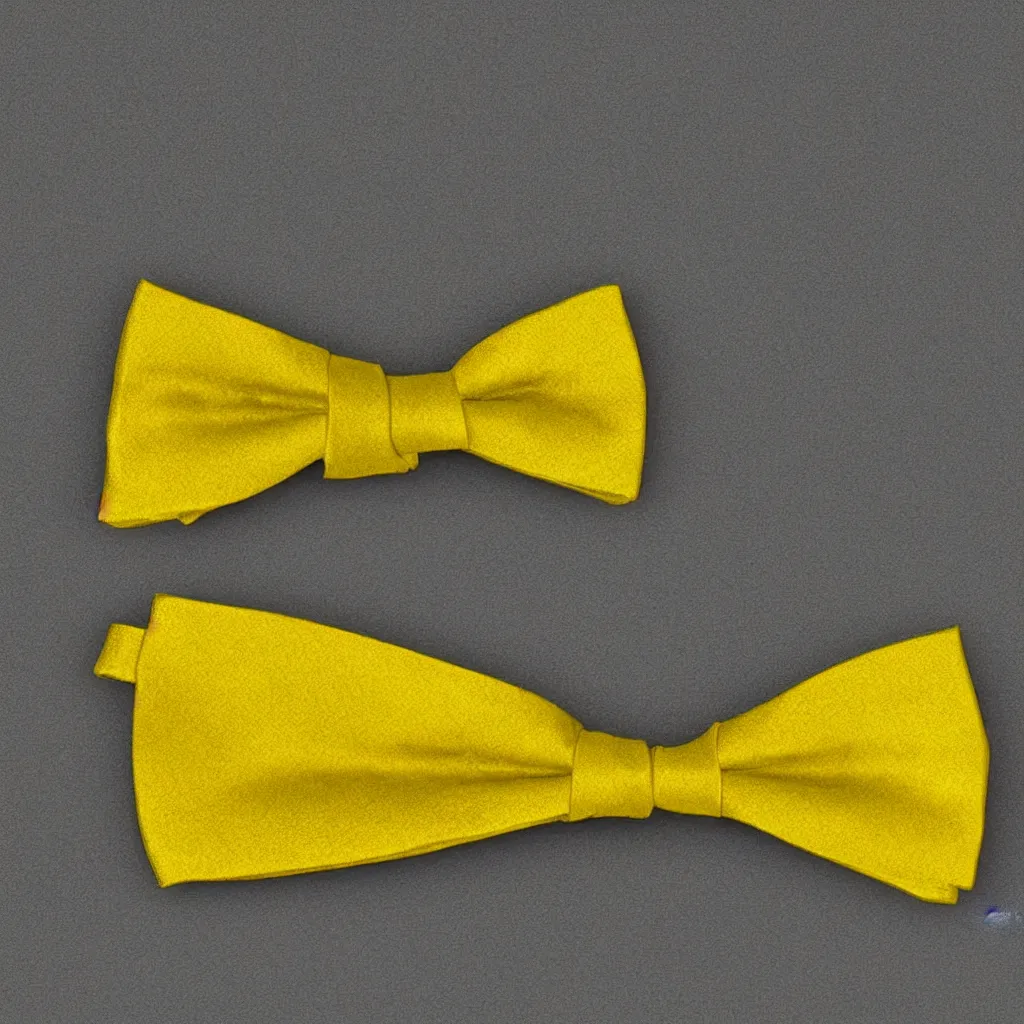 Prompt: close - up view of a bowtie on yellow background, 8 k, high detail, photorealistic, proper shading