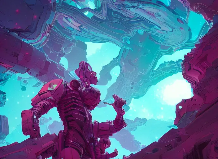 Image similar to inside the nebula. sharp focus, cinematic pose, cinematic lighting, unreal engine render. art by josan gonzales and moebius and deathburger.