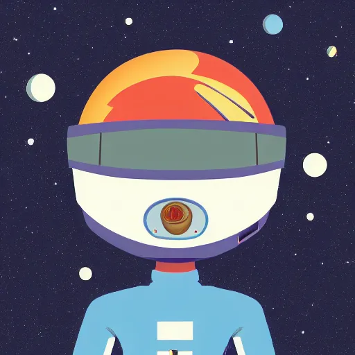 Image similar to An astronaut in space, in the style of hiroshi nagai