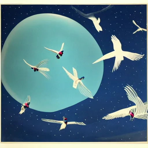 birds flying in zero gravity Stable Diffusion OpenArt