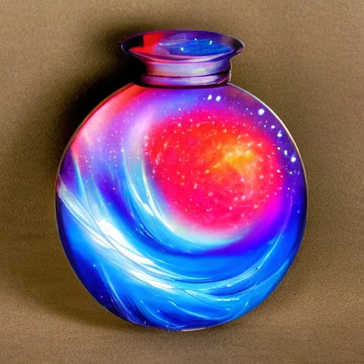 Image similar to perfume bottle surrounded by artistic galactic water waves