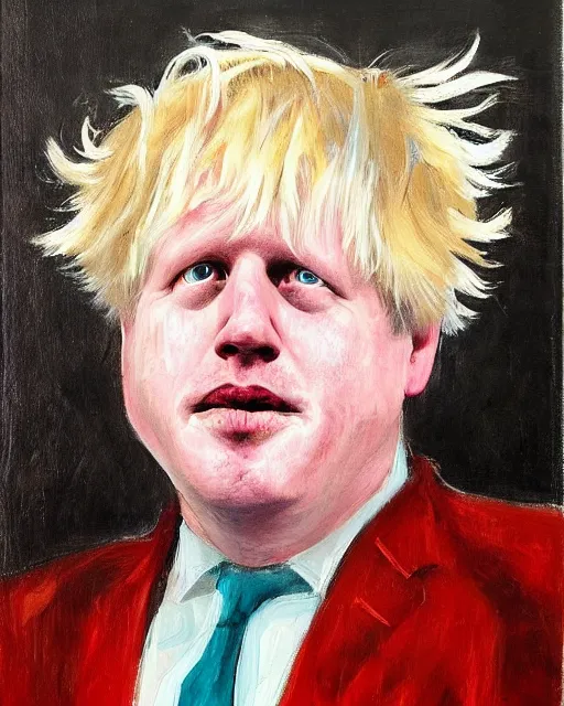 Image similar to impressionist painting of a horror portrait of boris johnson