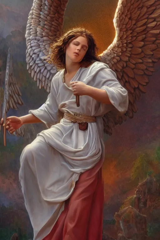 Prompt: Biblically acurate Angel, oil on canvas, intricate, 8k highly professionally detailed, HDR, CGsociety, in the style of the Brothers Hildebrandt