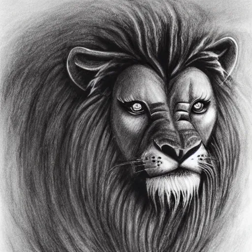 Image similar to Black and white drawing of Mufasa\'s death, Long live the king, Stephen Gammell style, evil, high detail, Scary Stories