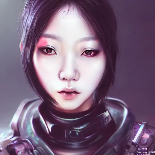 Image similar to detailed realistic korean female character cyberpunk, realistic, art, beautiful, 4K, artstation, detailed, punk, looking straight forward, realistic eyes