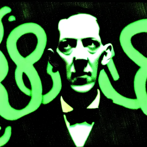 Image similar to h p lovecraft releasing his early 2 0 0 0's techno album, cool colors