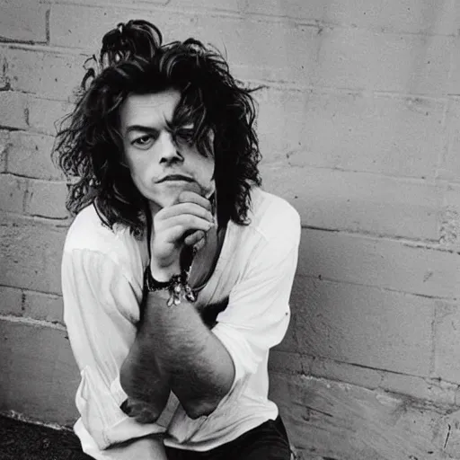 Image similar to fusion of robert plant and harry styles