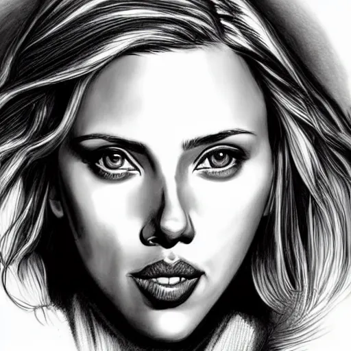 Prompt: ultradetailed sketch of scarlett johansson, loish, @ loisvb