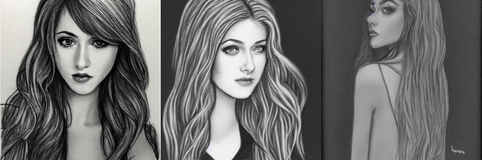 Prompt: katherine mcnamara in a suimswit, graphite illustration