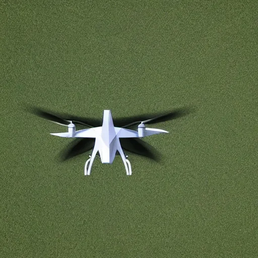 Image similar to new minimalist low poly drone seen flying above a cornfield photograph