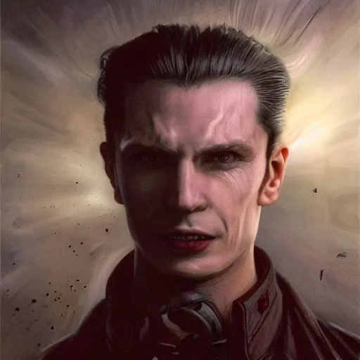 Prompt: portrait of a vampire in the darkness, detailed, centered, digital painting, artstation, concept art, donato giancola, Joseph Christian Leyendecker, WLOP, Boris Vallejo, Annie Leibovitz and Steve McCurry, David Lazar, Jimmy Nelsson, Breathtaking, 8k resolution, extremely detailed, beautiful, establishing shot, artistic, hyperrealistic, beautiful face, octane render