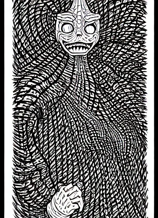 Prompt: junji ito style patrick star, intricate, highly detailed, illustration, art by junji ito, junji ito