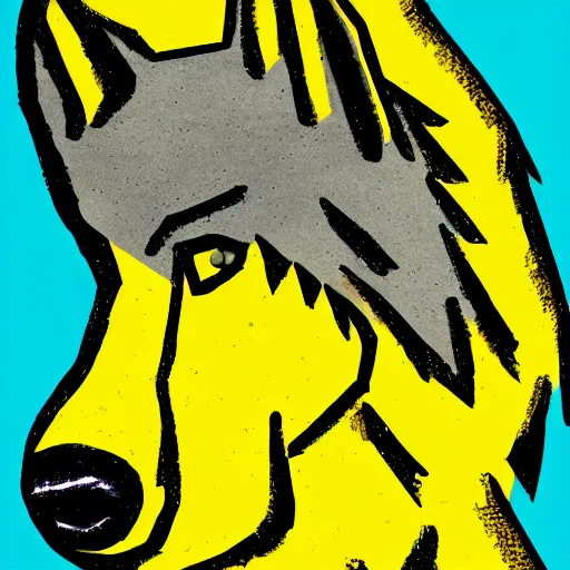 Image similar to cartoon sketch of a wolf wearing a yellow raincoat