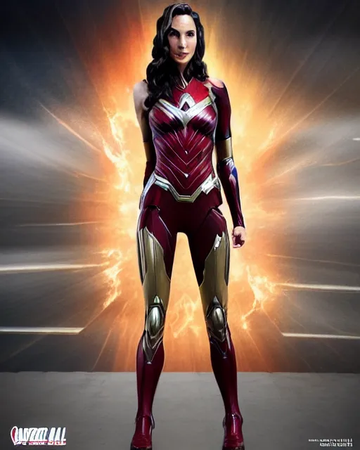 Image similar to gal gadot ironman suit very realistic medium shot from the avengers