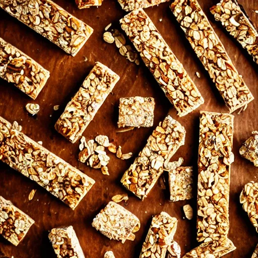 Image similar to close up high resolution photo of granola bar, very tasty, food photography, instagram, trending