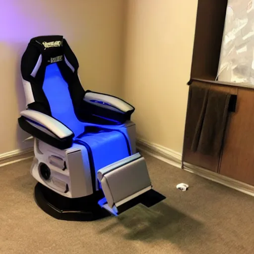 Image similar to gaming chair with a toilet