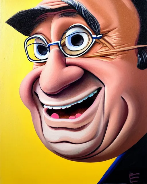 Image similar to painting portrait of danny devito as an egg, cartoon, warm lighting, danny devito has an egg body, movie poster, illustration by bartek fedyczak, erak note, tooth wu, neil richards, kan liu, siwoo kim, jisu choe, trending on art station