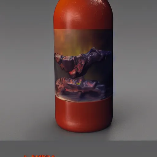 Image similar to a bottle of lava, realistic 3 d image trending on artstation