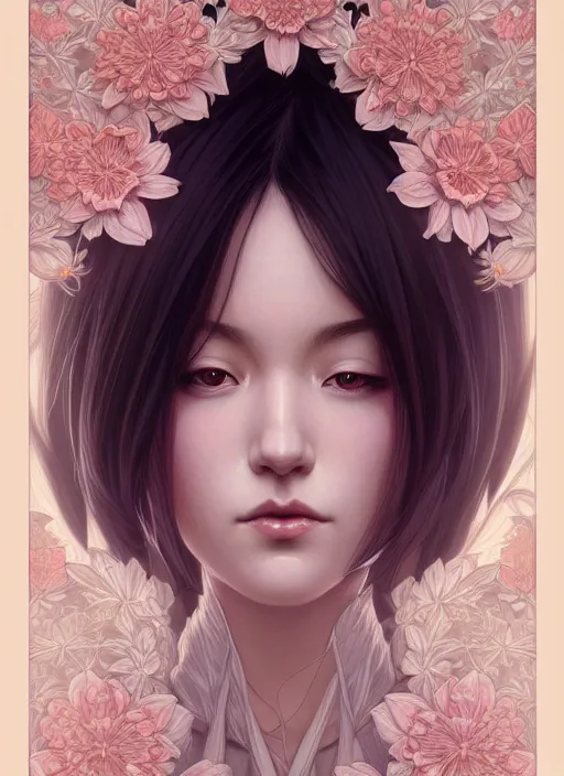 Prompt: symmetry!! portrait of floral! hitomi kisugi psycho, intricate, elegant, highly detailed, digital painting, artstation, concept art, smooth, sharp focus, illustration, art by artgerm and greg rutkowski and alphonse mucha, 8 k