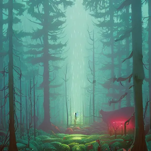 Prompt: A magical forest by Simon Stålenhag and Dan Mumford