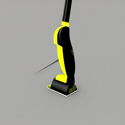 Prompt: black white and yellow stick vacuum cleaner, industrial design, trending on behance, artststion, dynamic, sketchy, rendered, color gradient, hard shadows, soft surfaces, sharp edges, 4 k, sketch lines, modern
