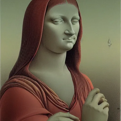 Image similar to monalisa in the style of zdzisław beksiński, in the style of zdzisław beksiński, in the style of zdzisław beksiński, in the style of zdzisław beksiński