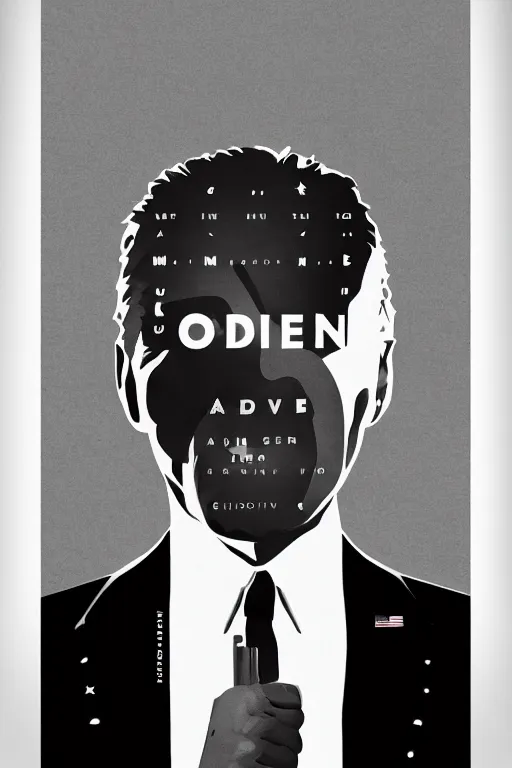 Image similar to minimal movie poster, biden, clint eastwood is united states president joe biden, solid colors, cinematic, fan art, trending on artstation