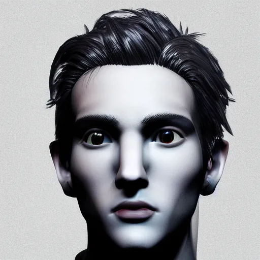 Prompt: social network avatar of young male with dark hair, neon lighting, hyperrealistic, trending on Artstation