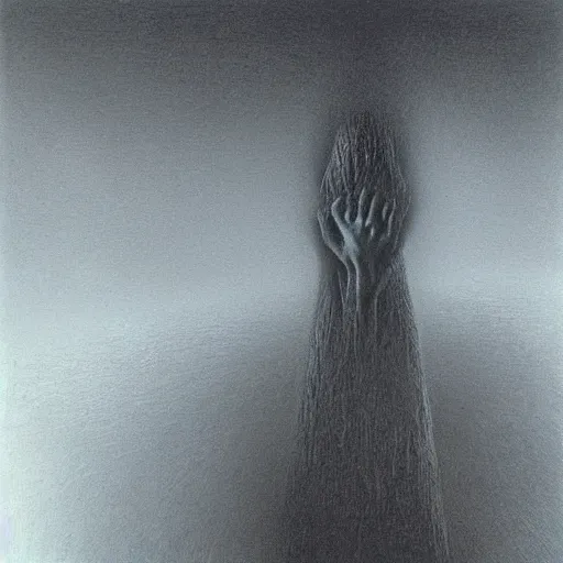 Image similar to Angry commuter ghost. Zdzisaw Beksinski.