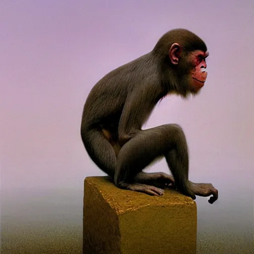 Prompt: monkey by zdzisław beksinski