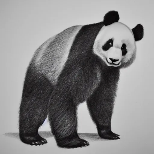 Image similar to muscular panda, highly detailed, pencil sketch