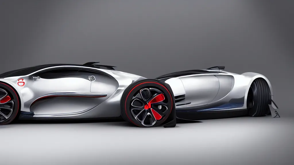 Image similar to photo of a bugatti concept car, cinematic, fine details, symmetrical, 4 k