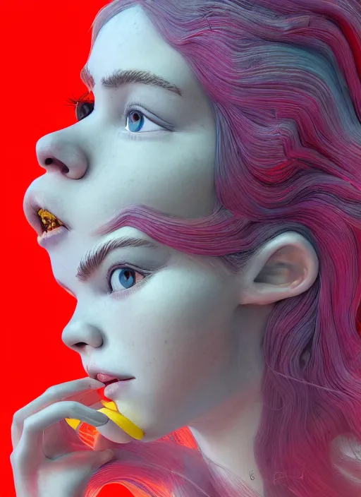 Image similar to hyper detailed 3d render like a Oil painting - very coherent Concrete displacement mapped profile subsurface scattering (a beautiful fae princess protective playful expressive from dark crystal that looks like Anya Taylor-Joy) seen red carpet photoshoot in UVIVF posing in caustic light pattern pool of water to Eat of the Strangling network of yellowcake aerochrome and milky Fruit and His delicate Hands hold of gossamer polyp blossoms bring iridescent fungal flowers whose spores black the foolish stars by Jacek Yerka, Ilya Kuvshinov, Mariusz Lewandowski, Houdini algorithmic generative render, golen ratio, Abstract brush strokes, Masterpiece, Victor Nizovtsev and James Gilleard, Zdzislaw Beksinski, Tom Whalen, Mark Ryden, Wolfgang Lettl, hints of Yayoi Kasuma and Dr. Seuss, Grant Wood, octane render, 8k