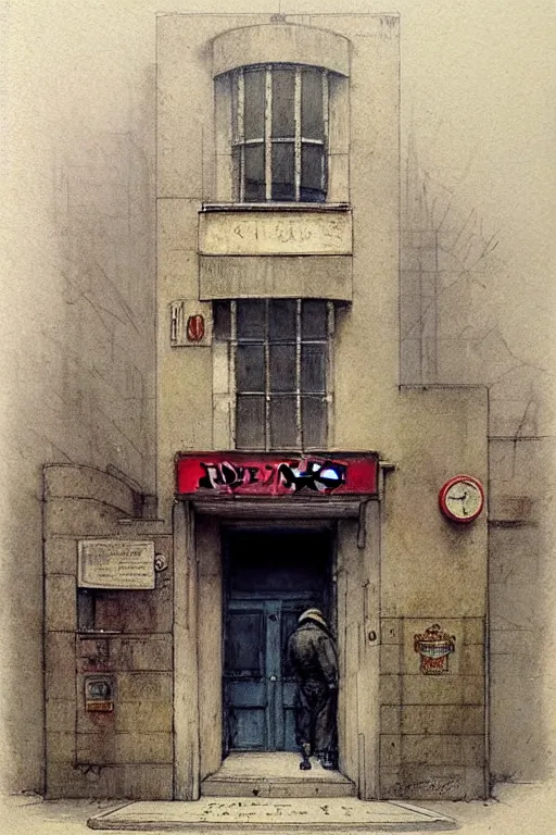 Prompt: ( ( ( ( ( 1 9 5 0 s police station. muted colors. ) ) ) ) ) by jean - baptiste monge!!!!!!!!!!!!!!!!!!!!!!!!!!!