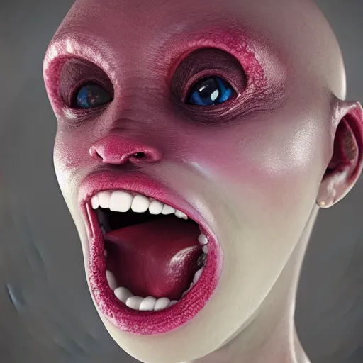 Image similar to highly photorealistic expired fuji film portrait of woman with long tentacled tongue, unreal engine 5, high octane render, award winning photography