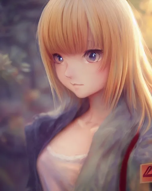 Prompt: Alice by Zeronis and Avetetsuya Studios and Andrew Khok and Yi Qiang Cao and Mitsu Art, Alicization, flowing blonde hair, anime, symmetrical face, blue eyes, elegant, ((sunset)), trending on artstation, artstationHD, artstationHQ, patreon, 4k, 8k, unreal engine, exquisite detail, sharp focus, beautiful